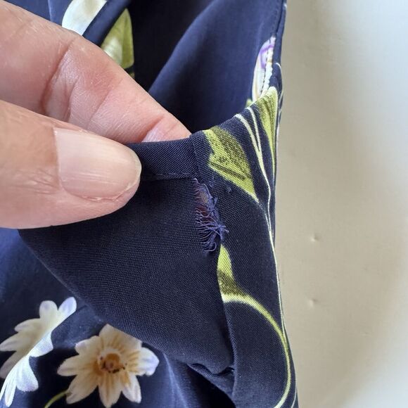 Urban Outfitters ByCorpus Blue Black Floral Scalloped Open Back Dress Pockets L - Picture 9 of 15